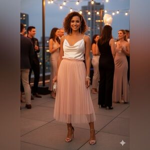 Haute Monde Soft Pink Midi Skirt